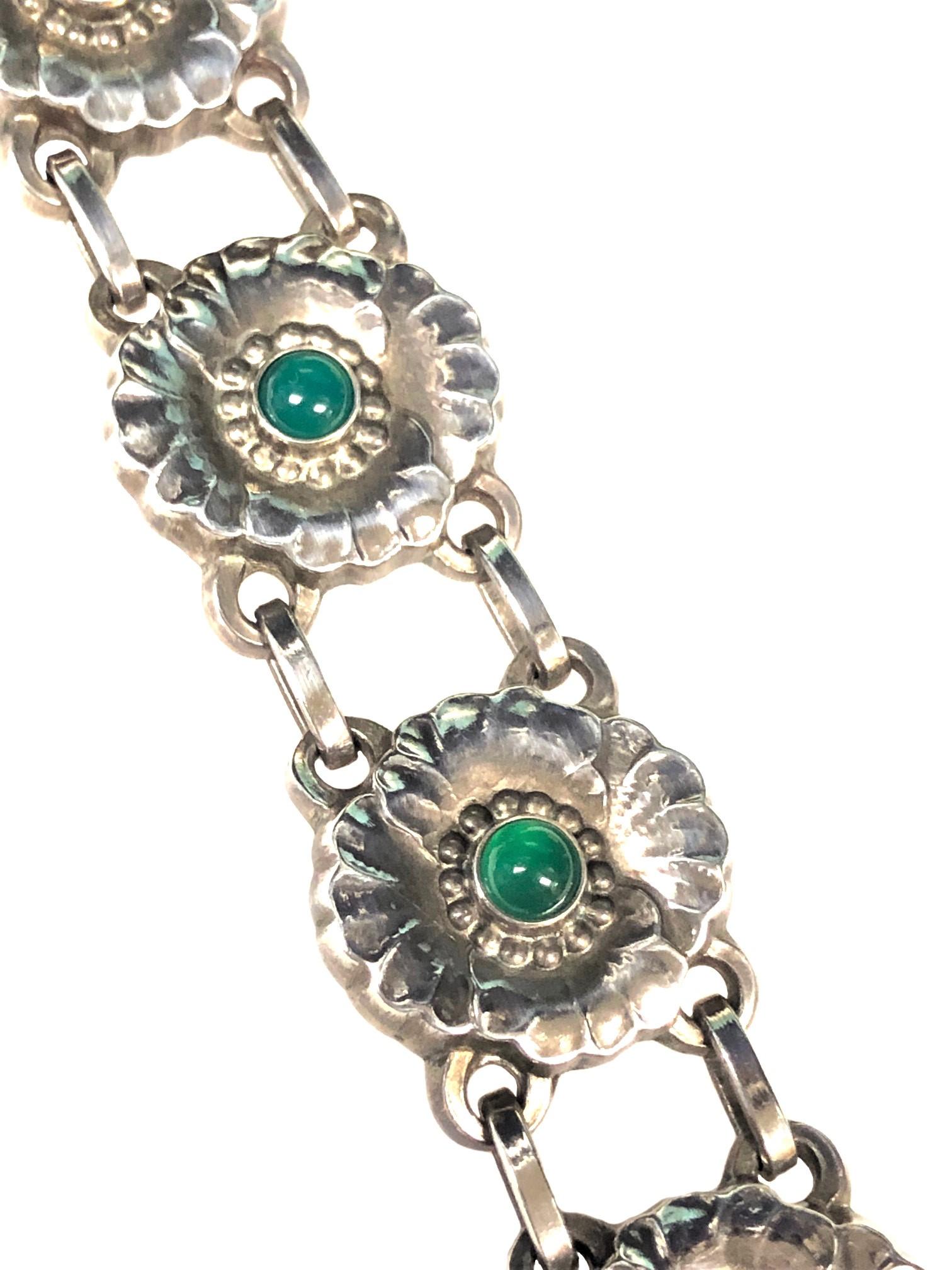 George Jensen Denmark Antique #32 Gem Stone Bracelet In Excellent Condition In Chicago, IL