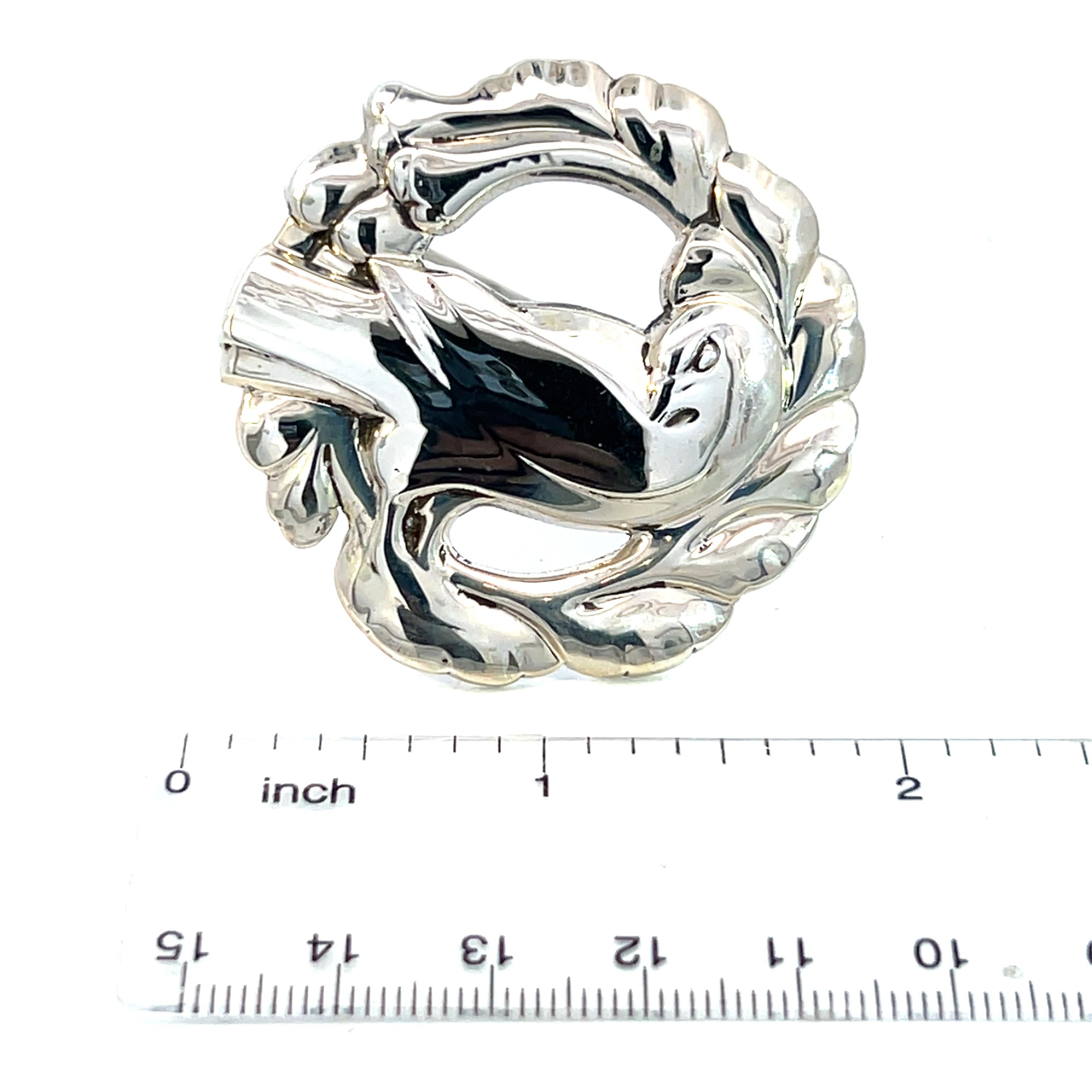 George Jensen Estate Bird Dove Brooch Silver 6