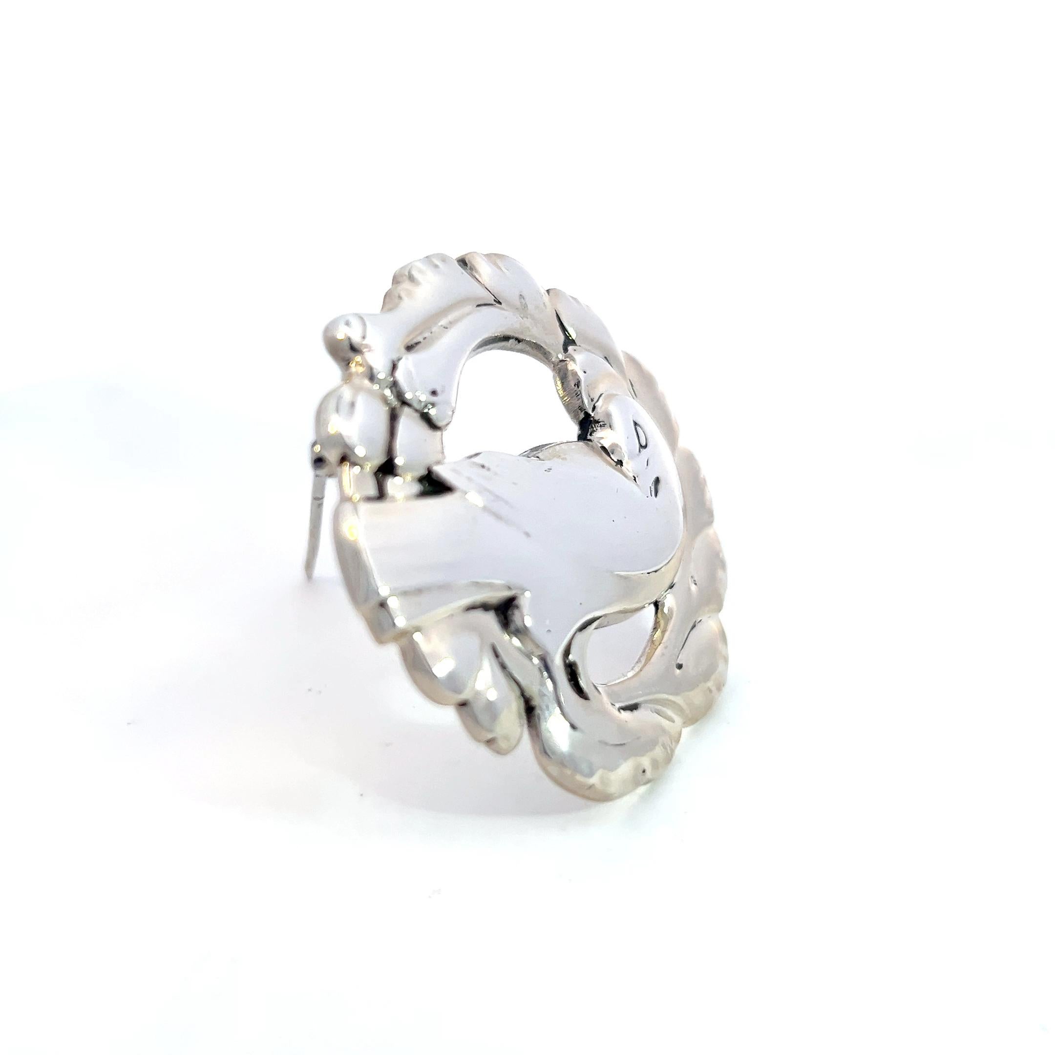 George Jensen Estate Bird Dove Brooch Silver 1
