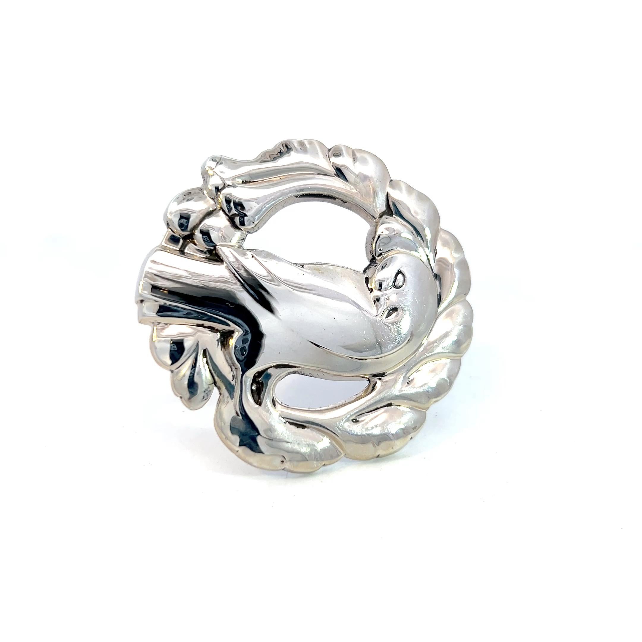 George Jensen Estate Bird Dove Brooch Silver 5