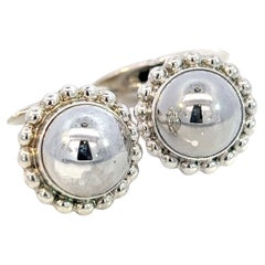 George Jensen Estate Round Beaded Mens Cufflinks Silver