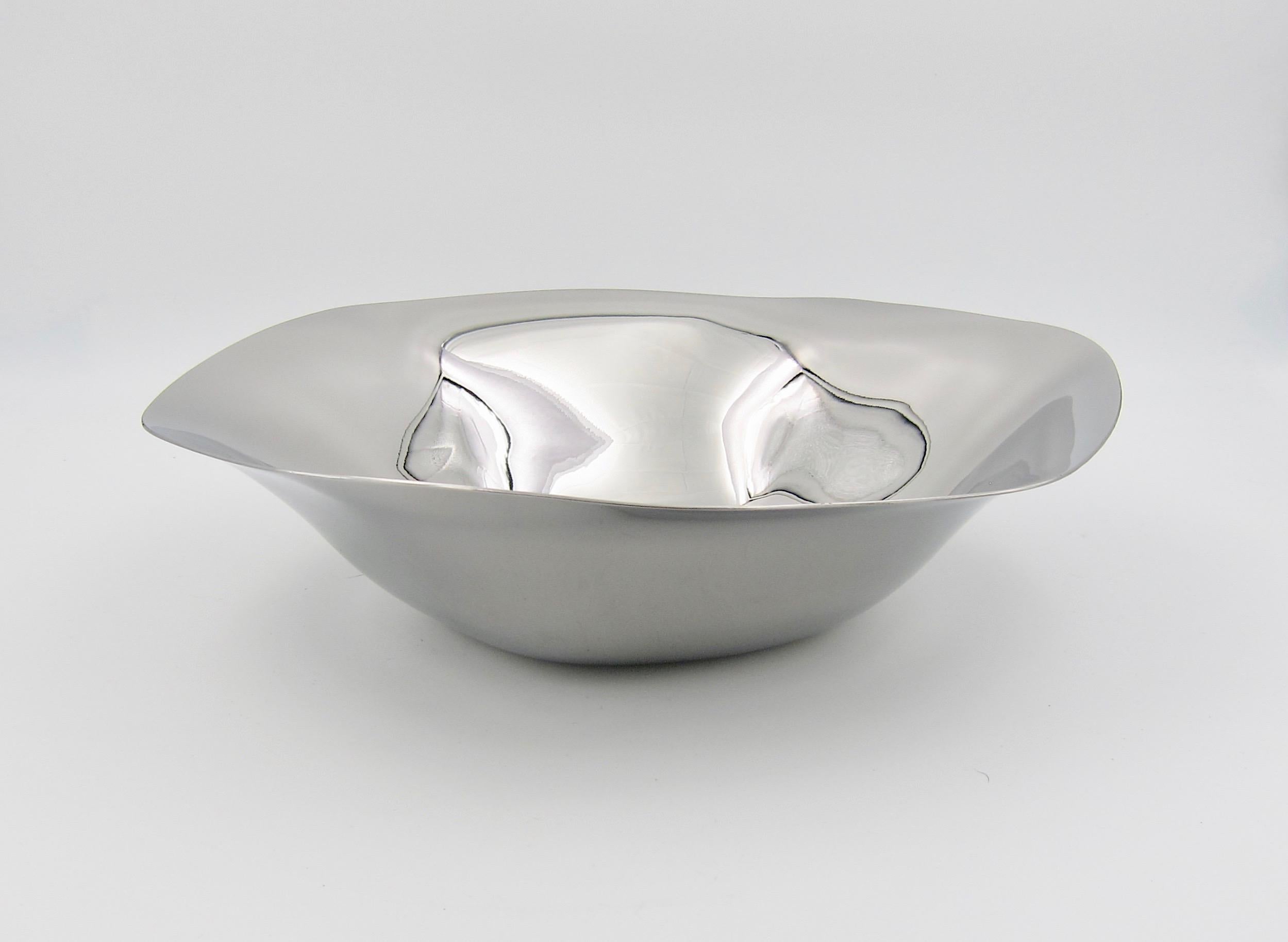 Chinois George Jensen Bol de service à liquide en acier inoxydable poli miroir