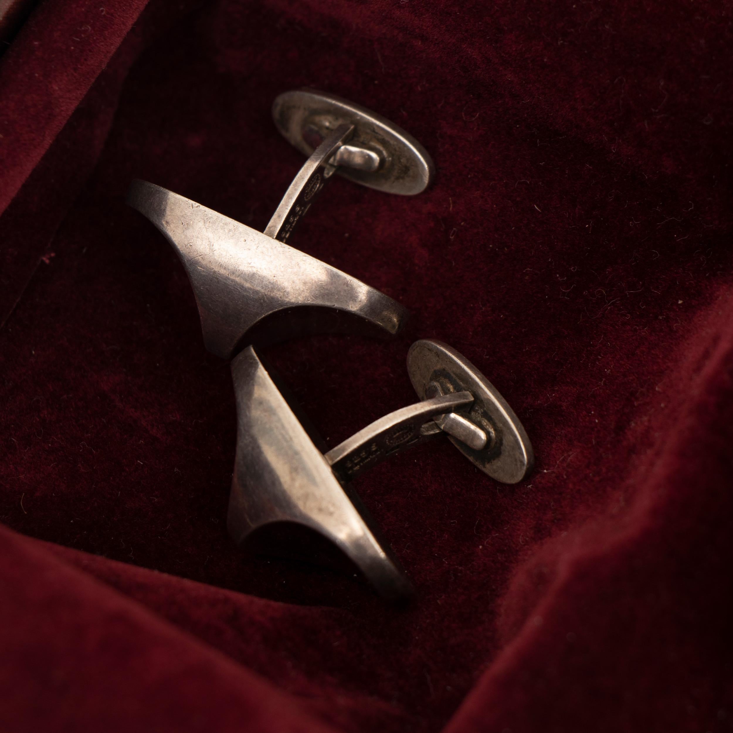 Mid-Century Modern George Jensen Silver Cufflinks by Flemming Eskildsen For Sale