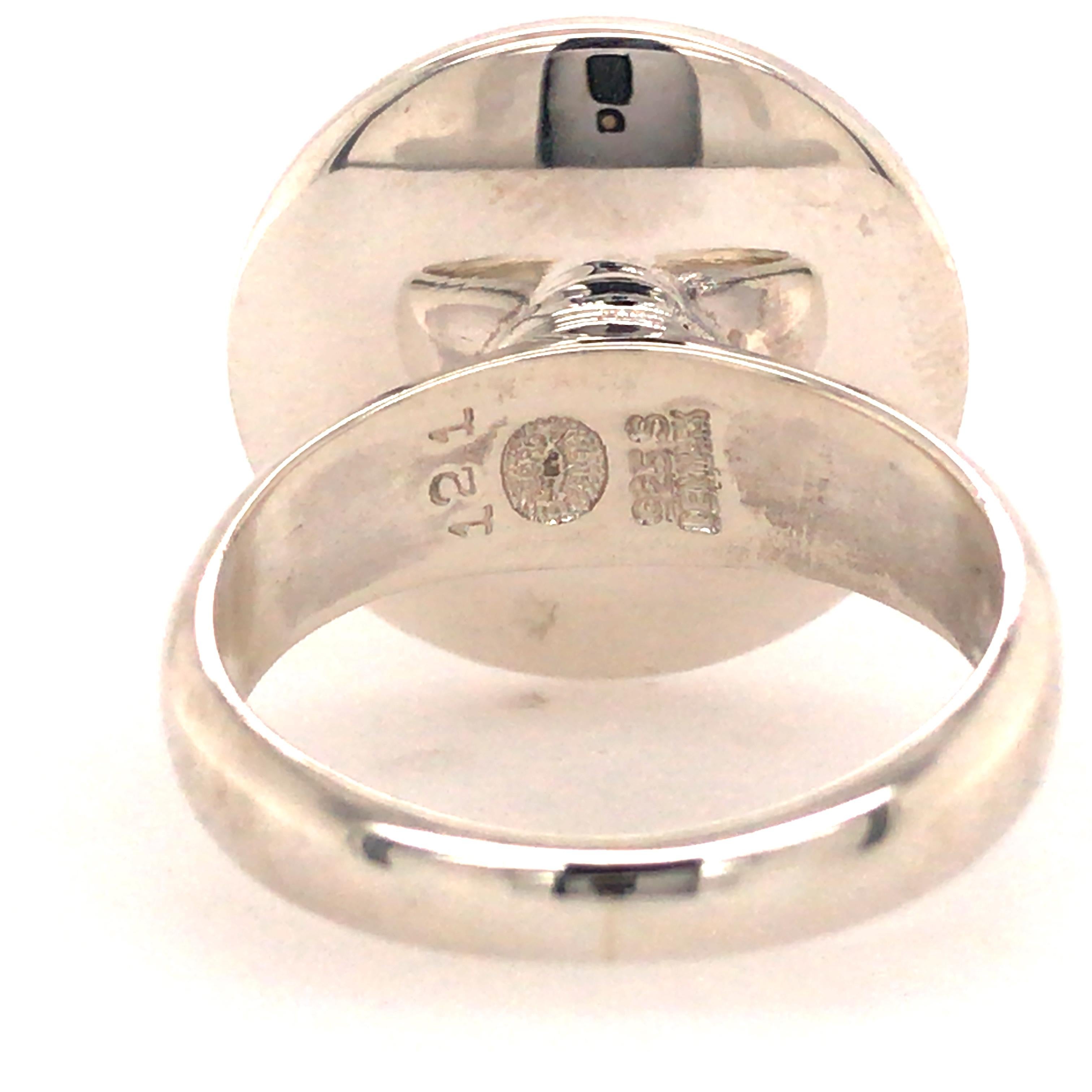 George Jensen Silver Ring with Round Top For Sale 4
