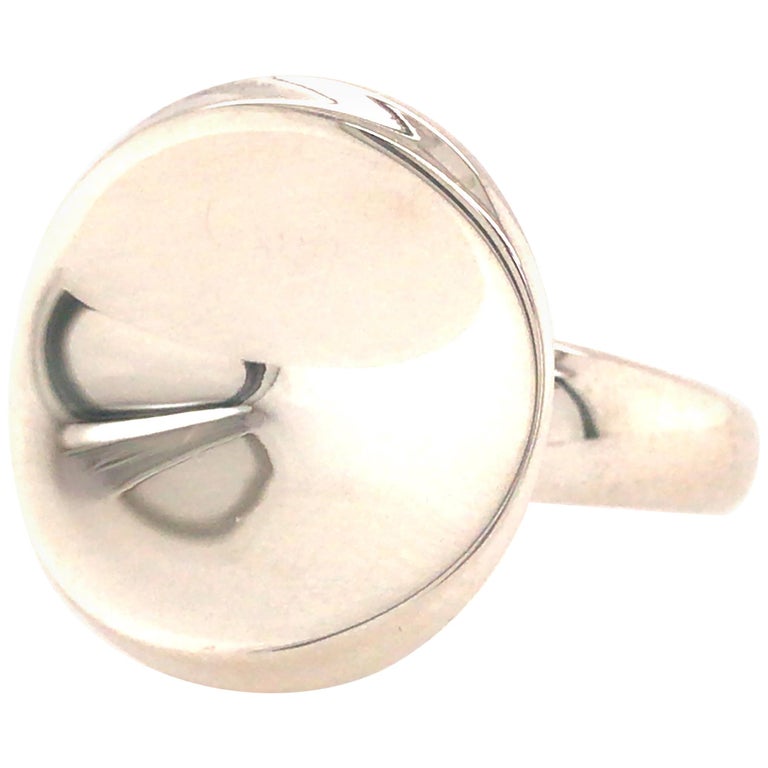 George Jensen Silver Ring with Round Top For Sale