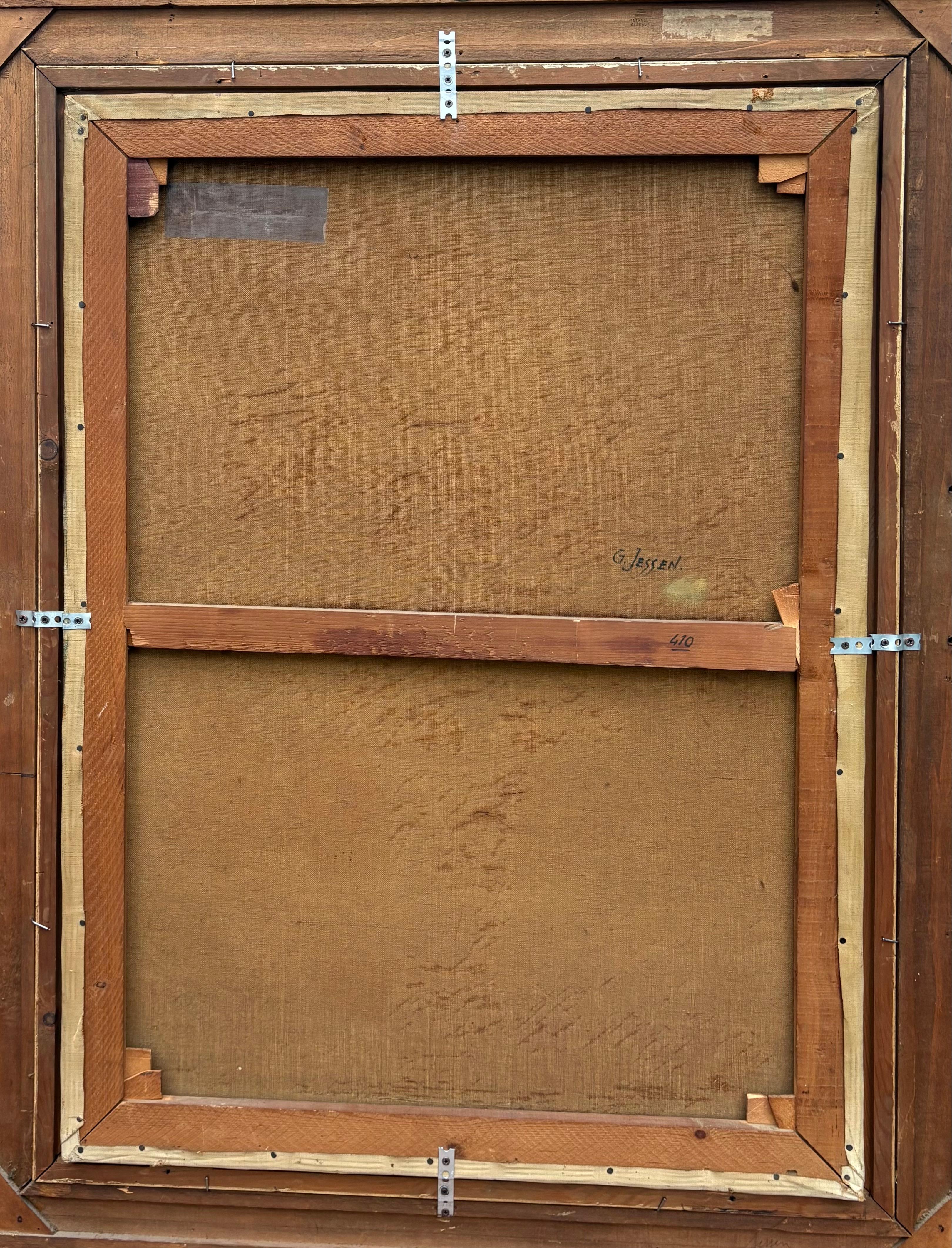 Grand Dipinto Natura Morta Vaso con Fiori di Giglio Firmato en vente 9