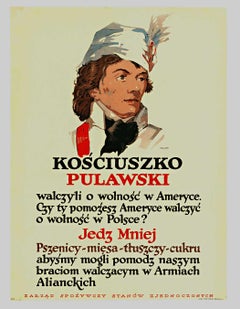 Original Kosciuszko Pulawski Jedz Mniej Antique World War 1 poster