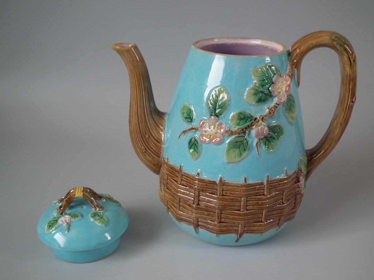 Glazed George Jones Blossom Teapot And Cover For Sale