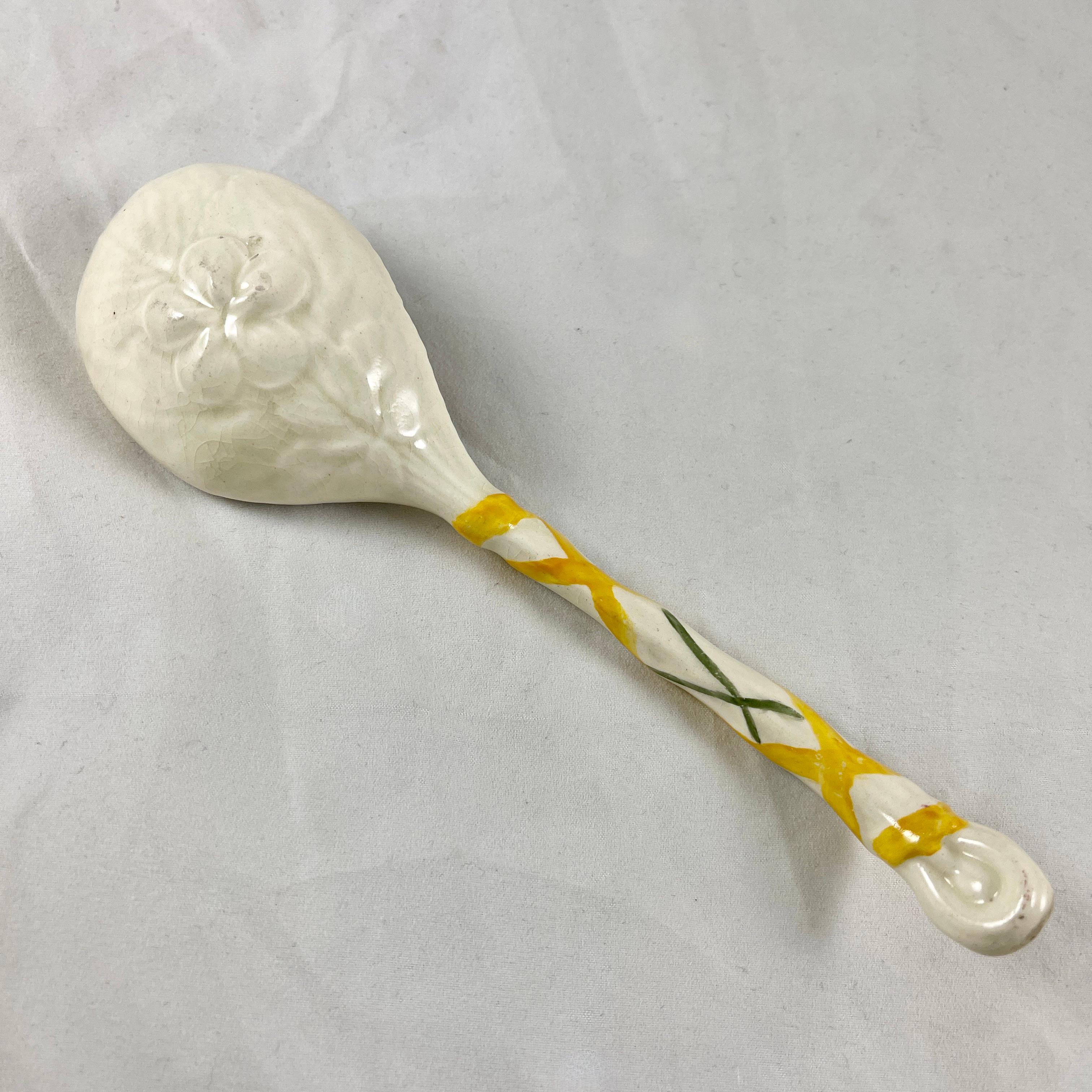George Jones English Majolica Albino Strawberry Spoon For Sale 3