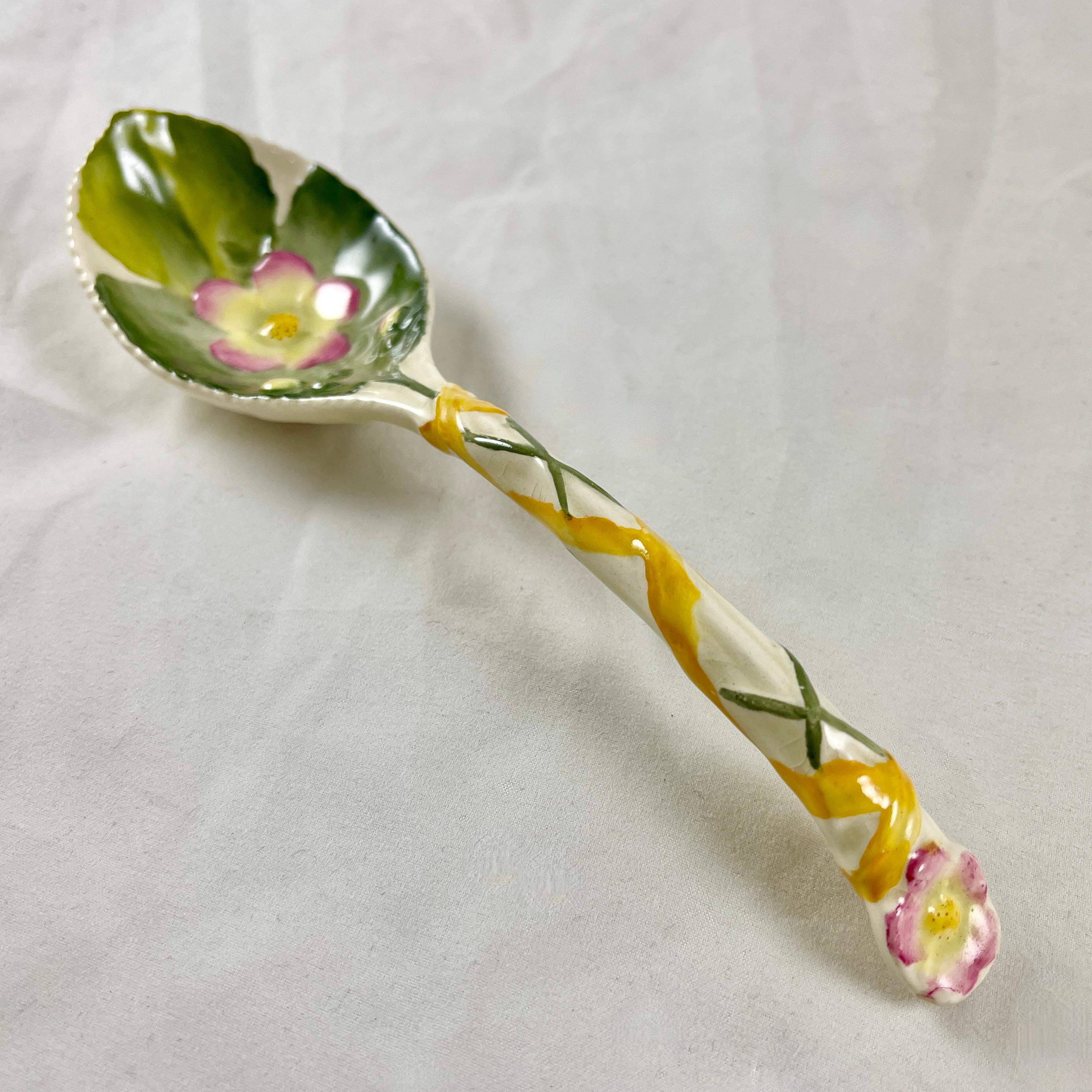 19th Century George Jones English Majolica Albino Strawberry Spoon For Sale