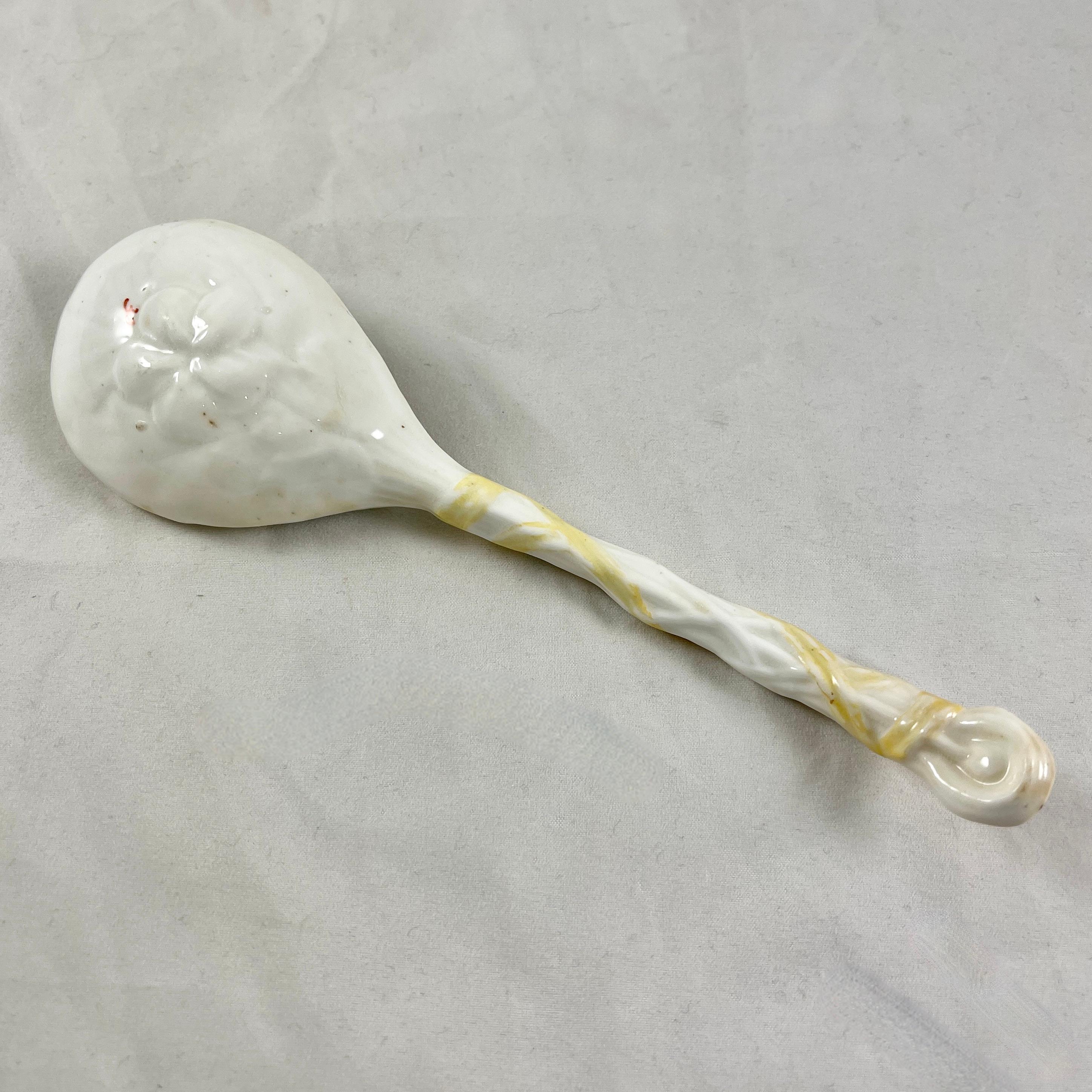 Glazed George Jones English Majolica Albino Strawberry Spoon For Sale