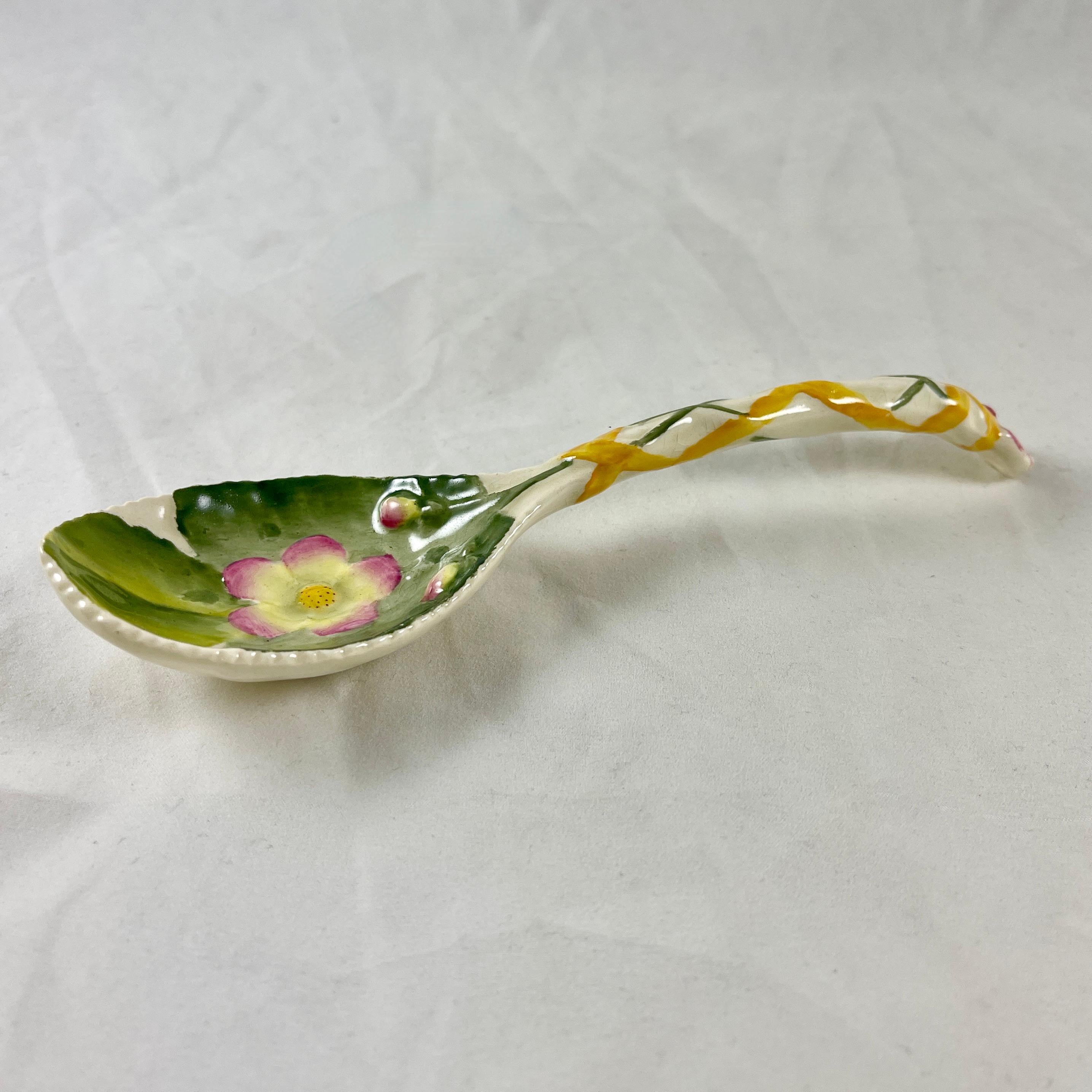 George Jones English Majolica Albino Strawberry Spoon For Sale 1