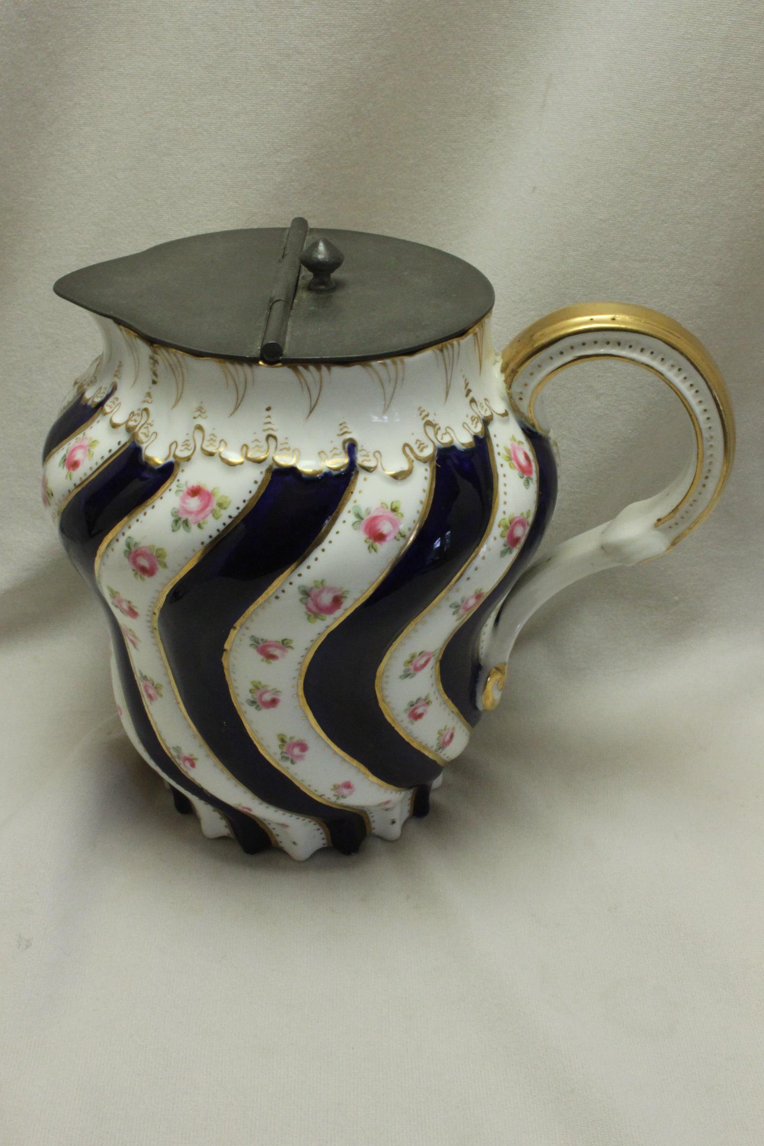 Late 19th Century George Jones Hand Painted and Gilded Hot Water Jug or Pitcher For Sale