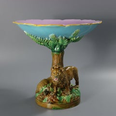 George Jones Majolica Africa Lions Compote