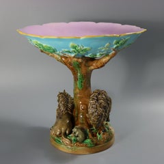 George Jones Majolica America Buffalo Compote