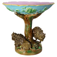 George Jones Majolica America Buffalo Compote