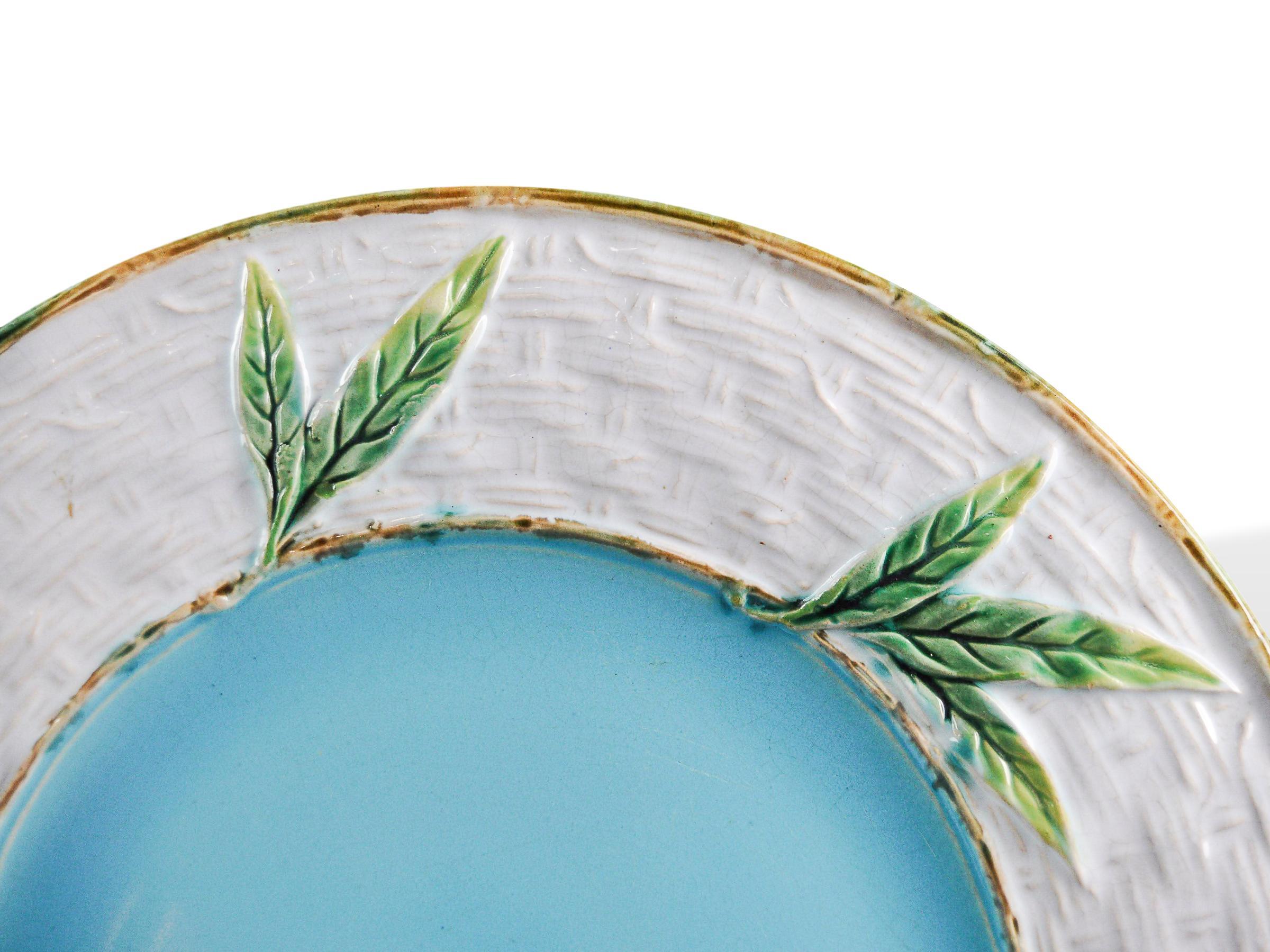 Late 19th Century George Jones Majolica 'Bamboo and Wicker' Plate, English, circa 1870