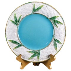 Antique George Jones Majolica 'Bamboo and Wicker' Plate, English, circa 1870