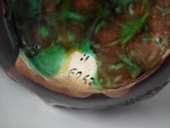 George Jones Majolica Bark and Ivy Tea Kettle and Stand