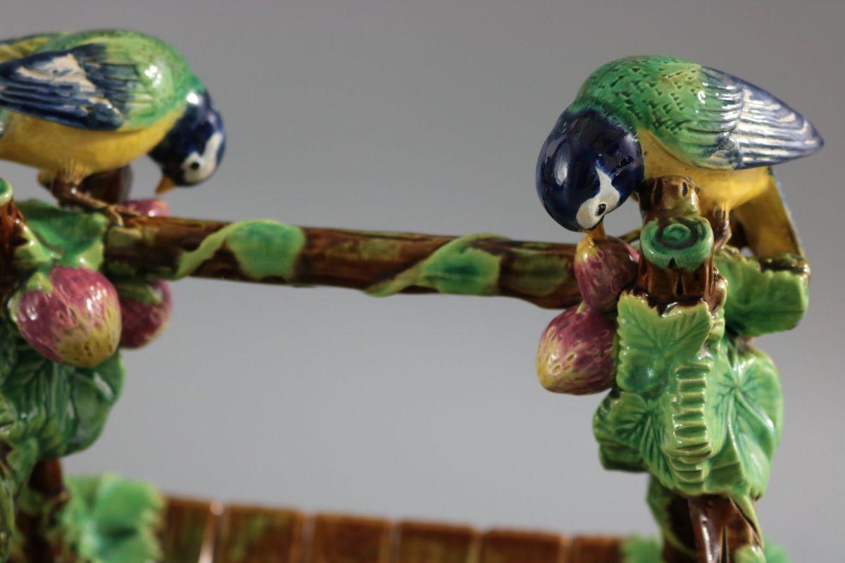 George Jones Majolica Blue Tit Strawberry Server 5