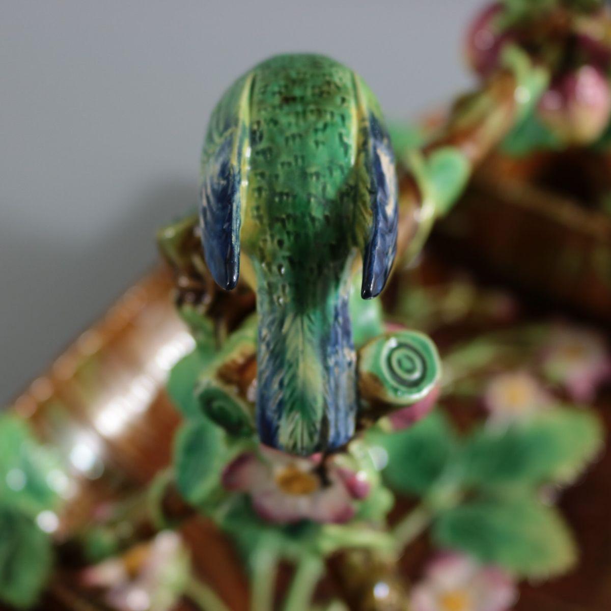 George Jones Majolica Blue Tit Strawberry Server 11
