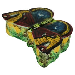 George Jones Majolica Butterfly Match Box