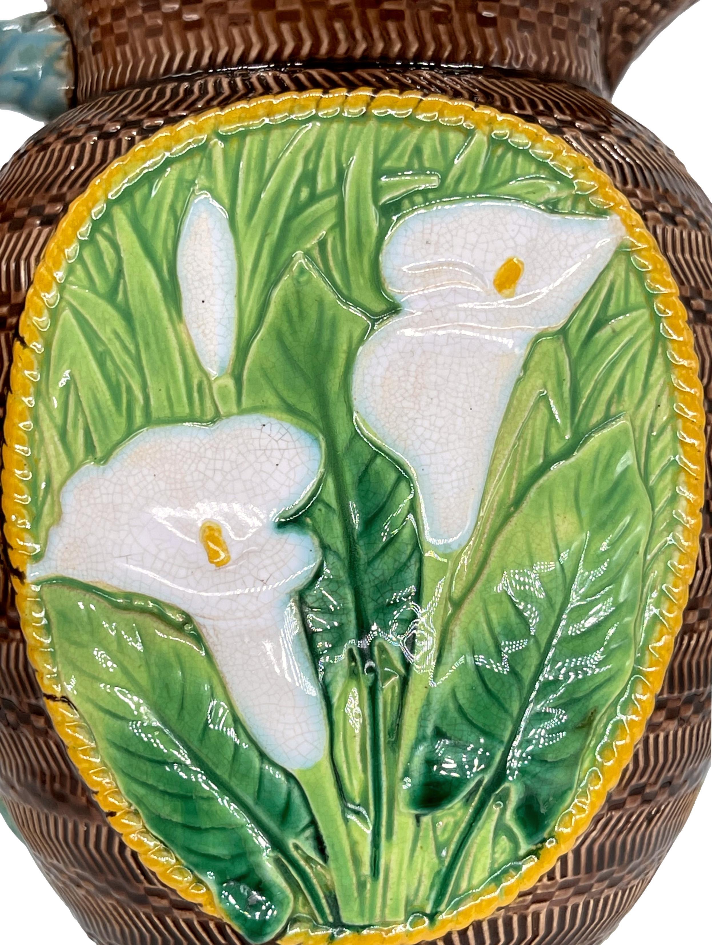 George Jones Majolica Calla Lily Pitcher, ca. 1875 For Sale 3