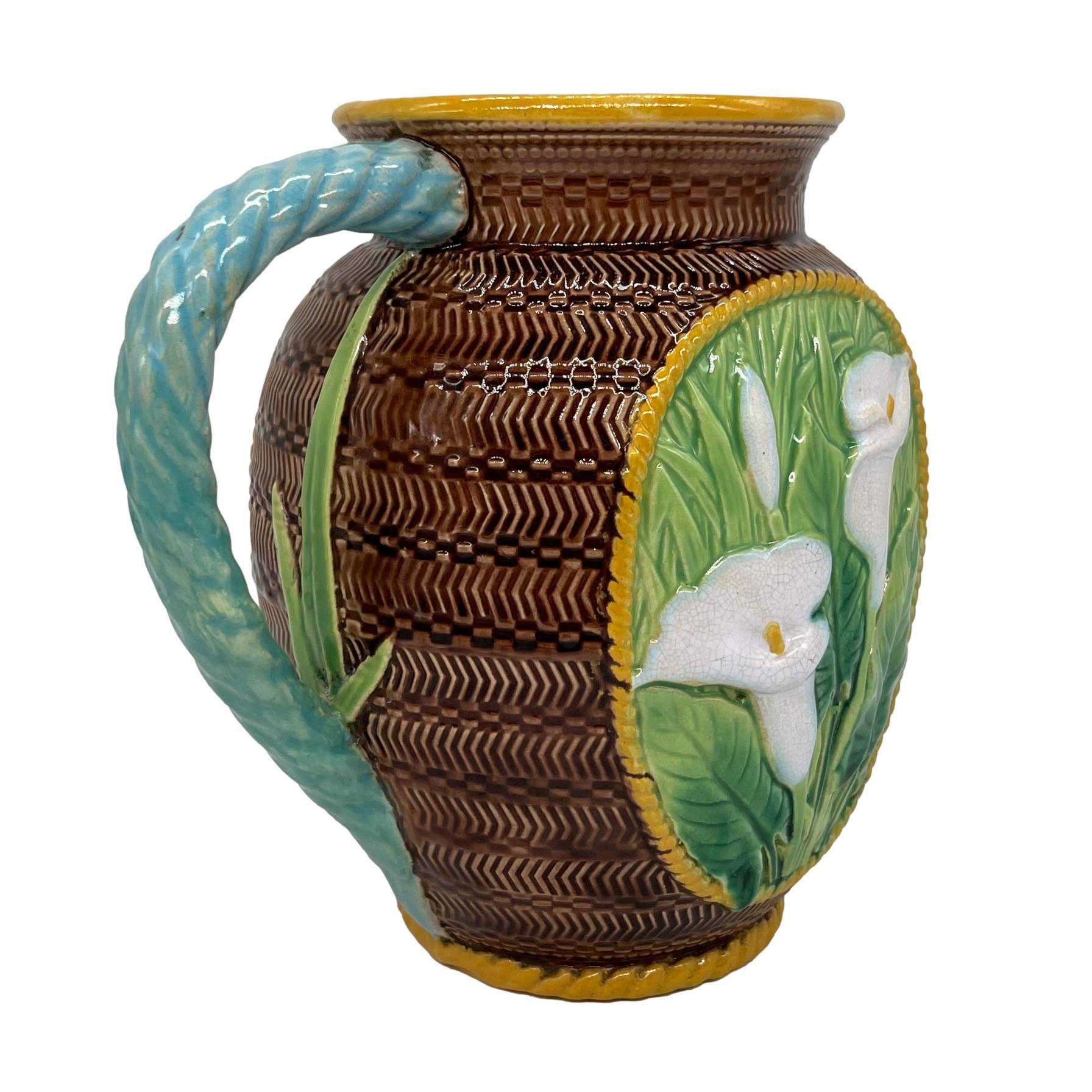 Victorian George Jones Majolica Calla Lily Pitcher, ca. 1875 For Sale