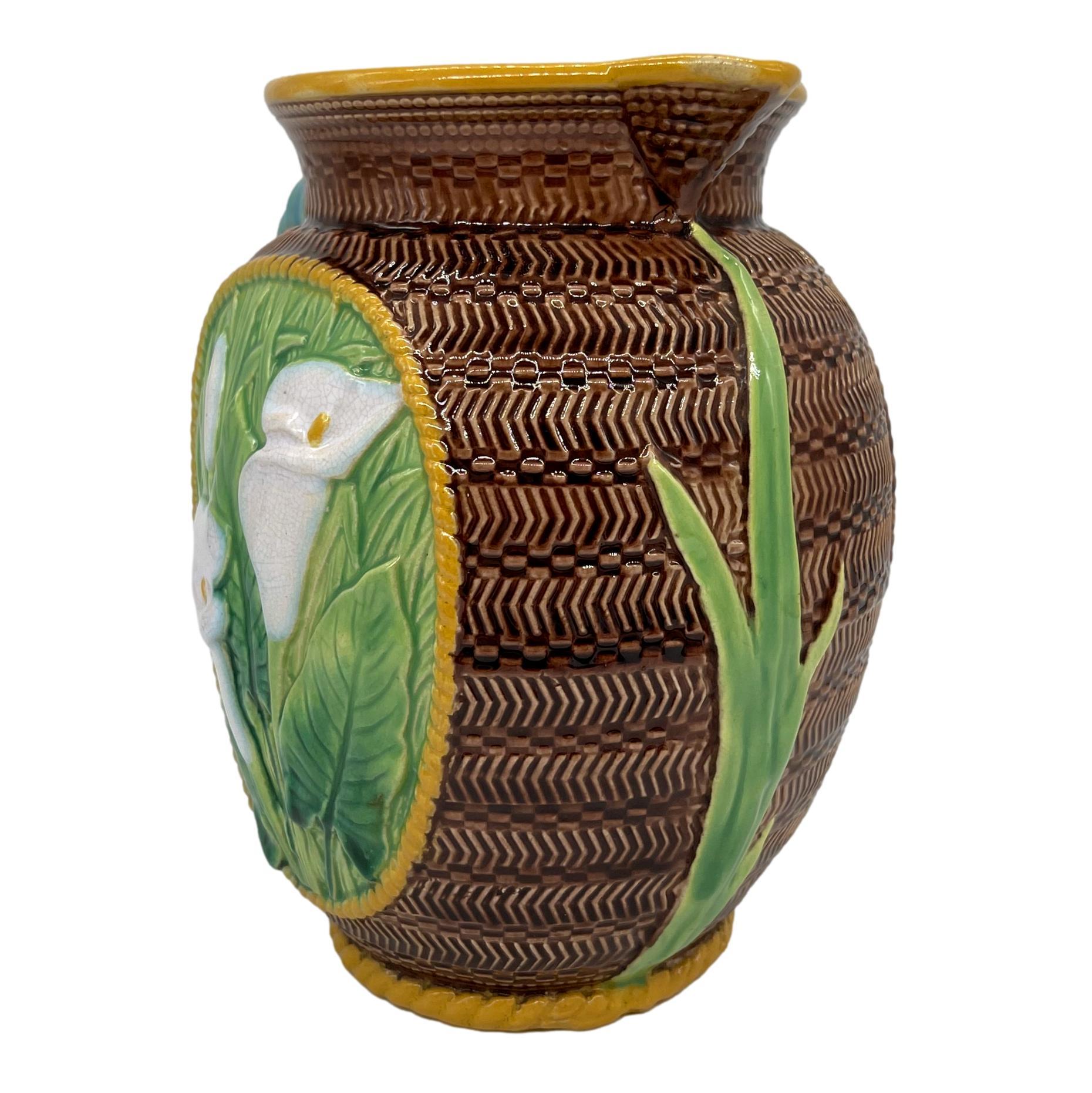 George Jones Majolica Calla Lily Pitcher, ca. 1875 For Sale 2