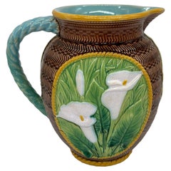 Antique George Jones Majolica Calla Lily Pitcher, ca. 1875