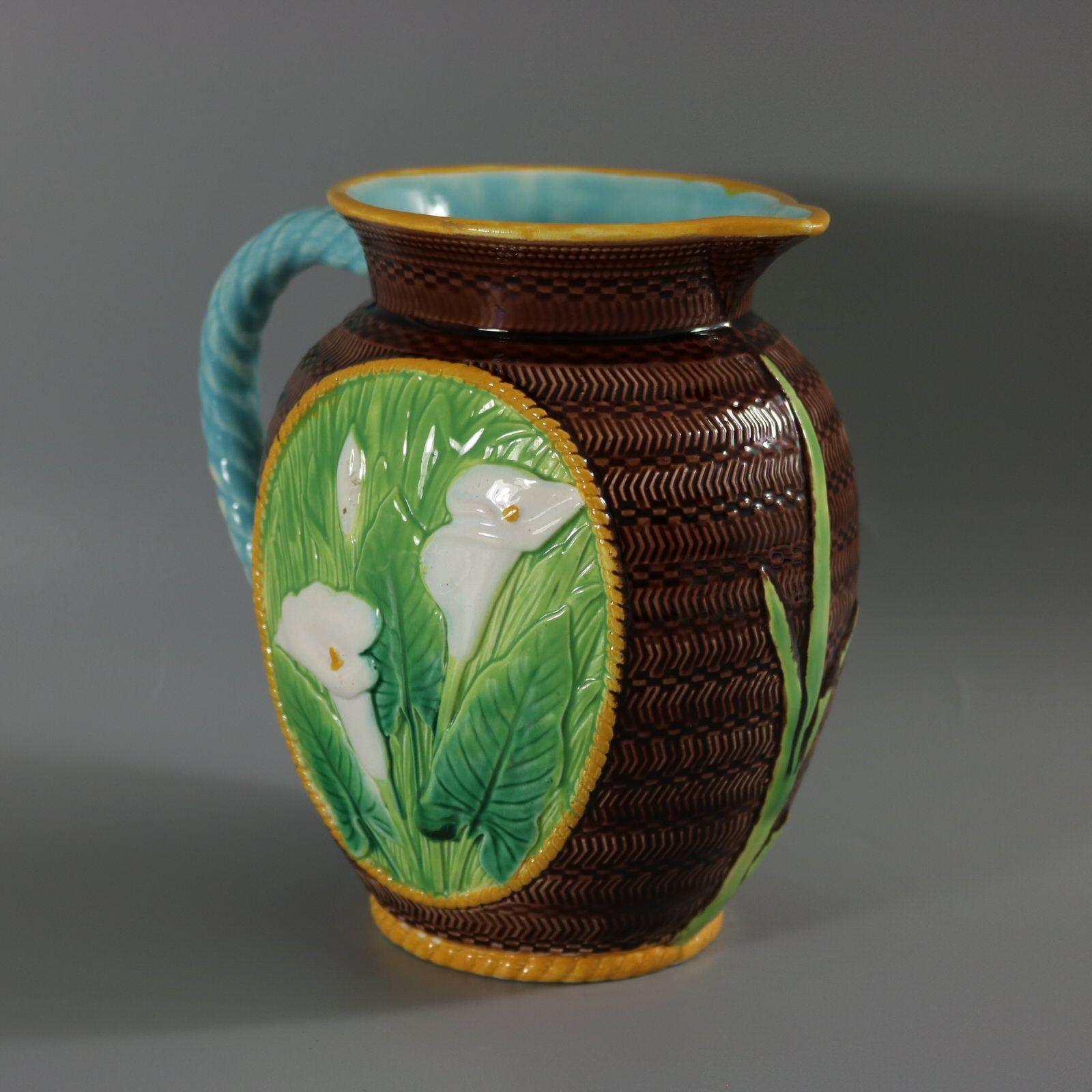 George Jones Majolica Calla Lily Pitcher For Sale 1