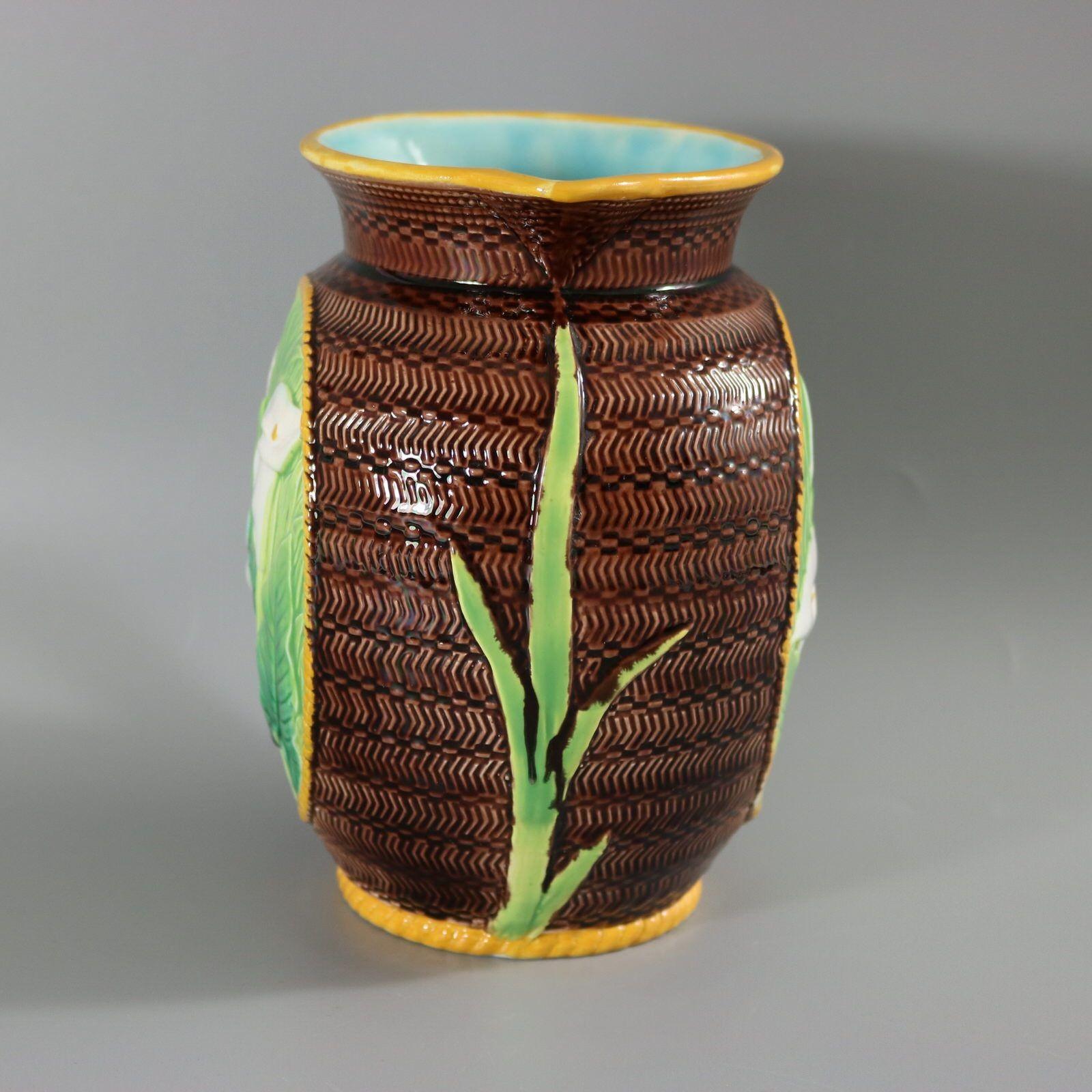 George Jones Majolica Calla Lily Pitcher For Sale 2