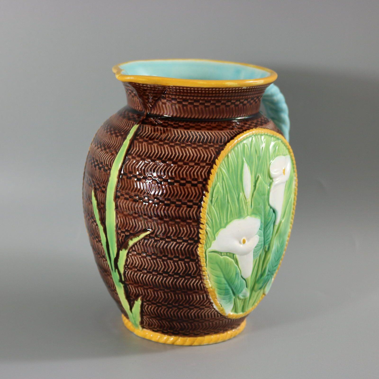 George Jones Majolica Calla Lily Pitcher For Sale 3