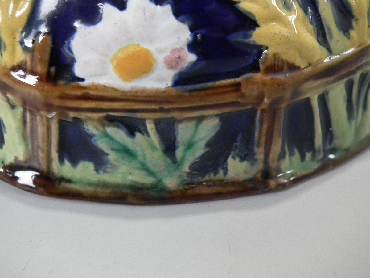 George Jones Majolica Cobalt Muffin Dish and Cover 9