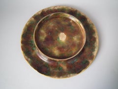 George Jones Majolica Cow Cheese Dome and Stand