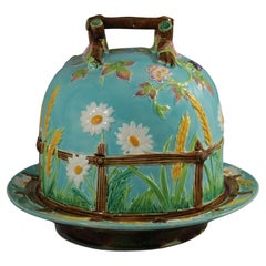 George Jones Majolica Daisy Cheese Keeper