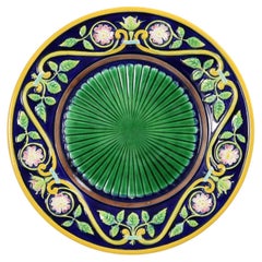 George Jones Majolica Dog Rose Plate