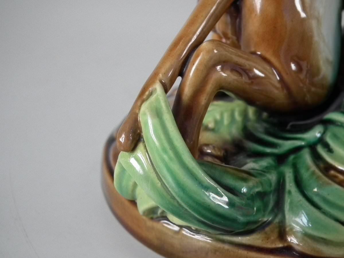George Jones Majolica Dog under Oak Tree Compote 5