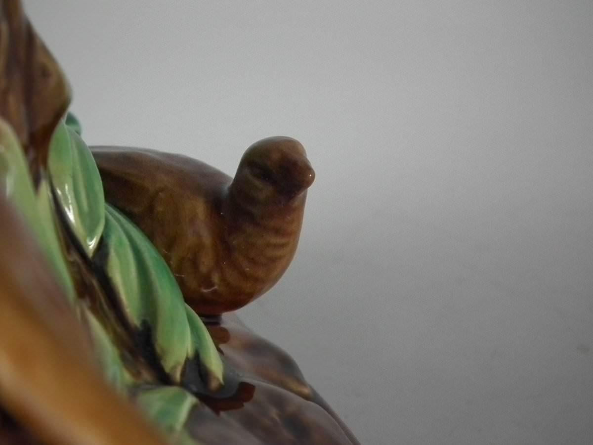 George Jones Majolica Dog under Oak Tree Compote 7