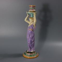 George Jones Majolica Egyptian Figural Candlestick