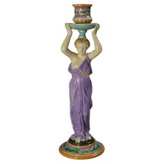 George Jones Majolica Egyptian Figural Candlestick
