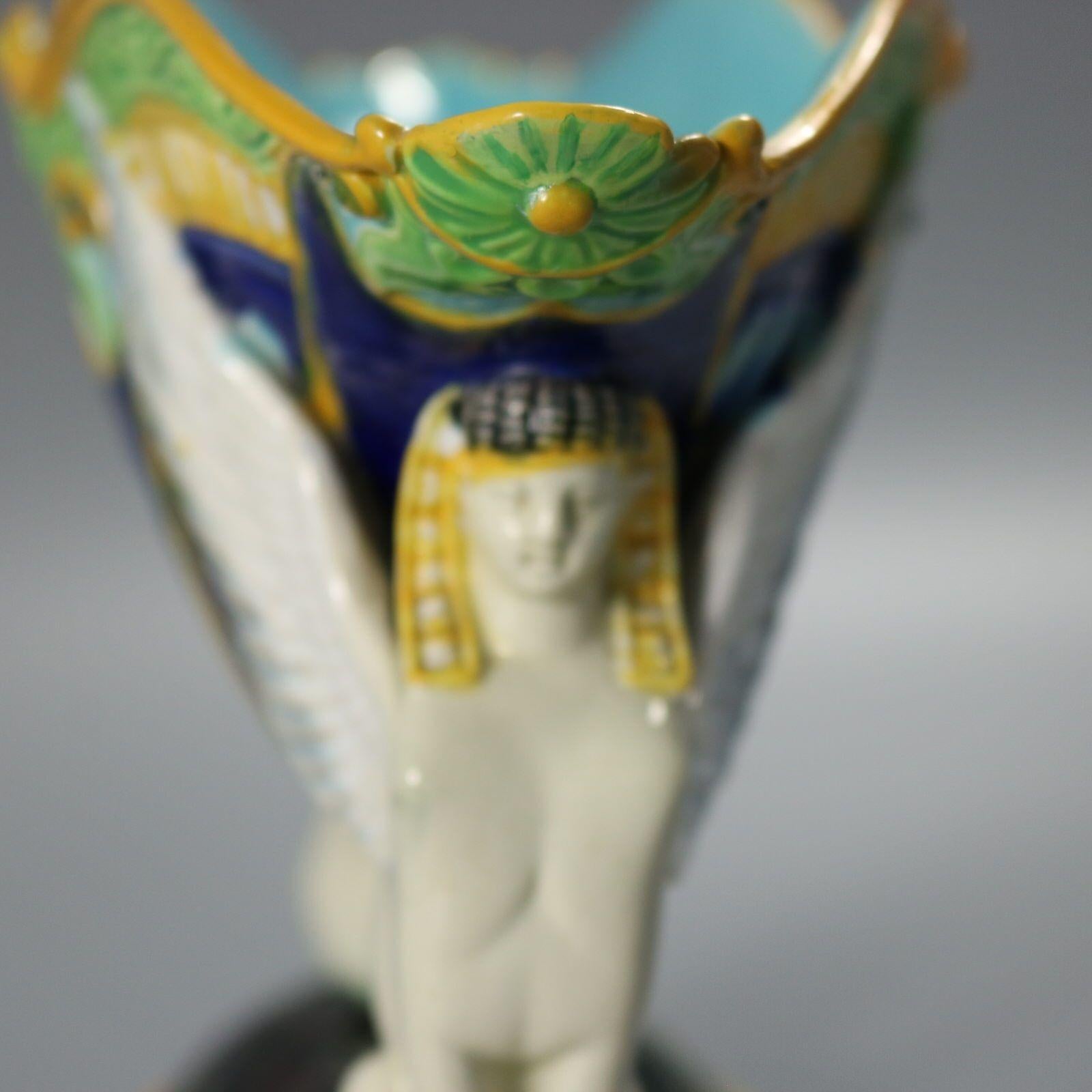George Jones Majolica Egyptian-style Sphinx Bowl For Sale 6
