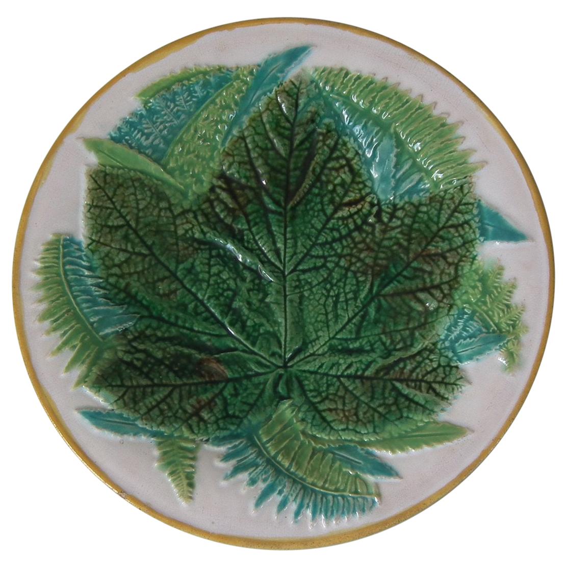 George Jones Majolica Fern and Leaf Plate