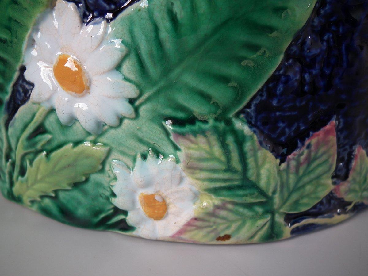 George Jones Majolica Floral Cheese Dome and Stand 10