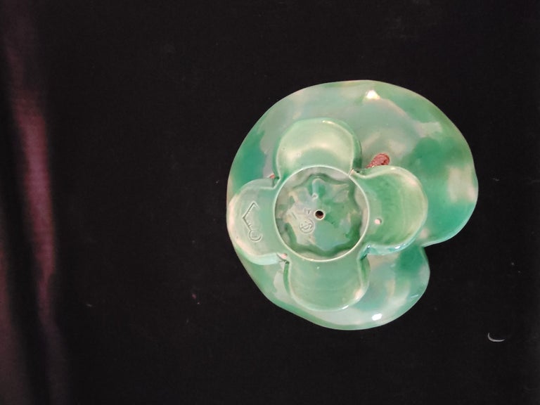 George Jones Majolica Footed Lily Pad Dish In Good Condition For Sale In Milton, DE