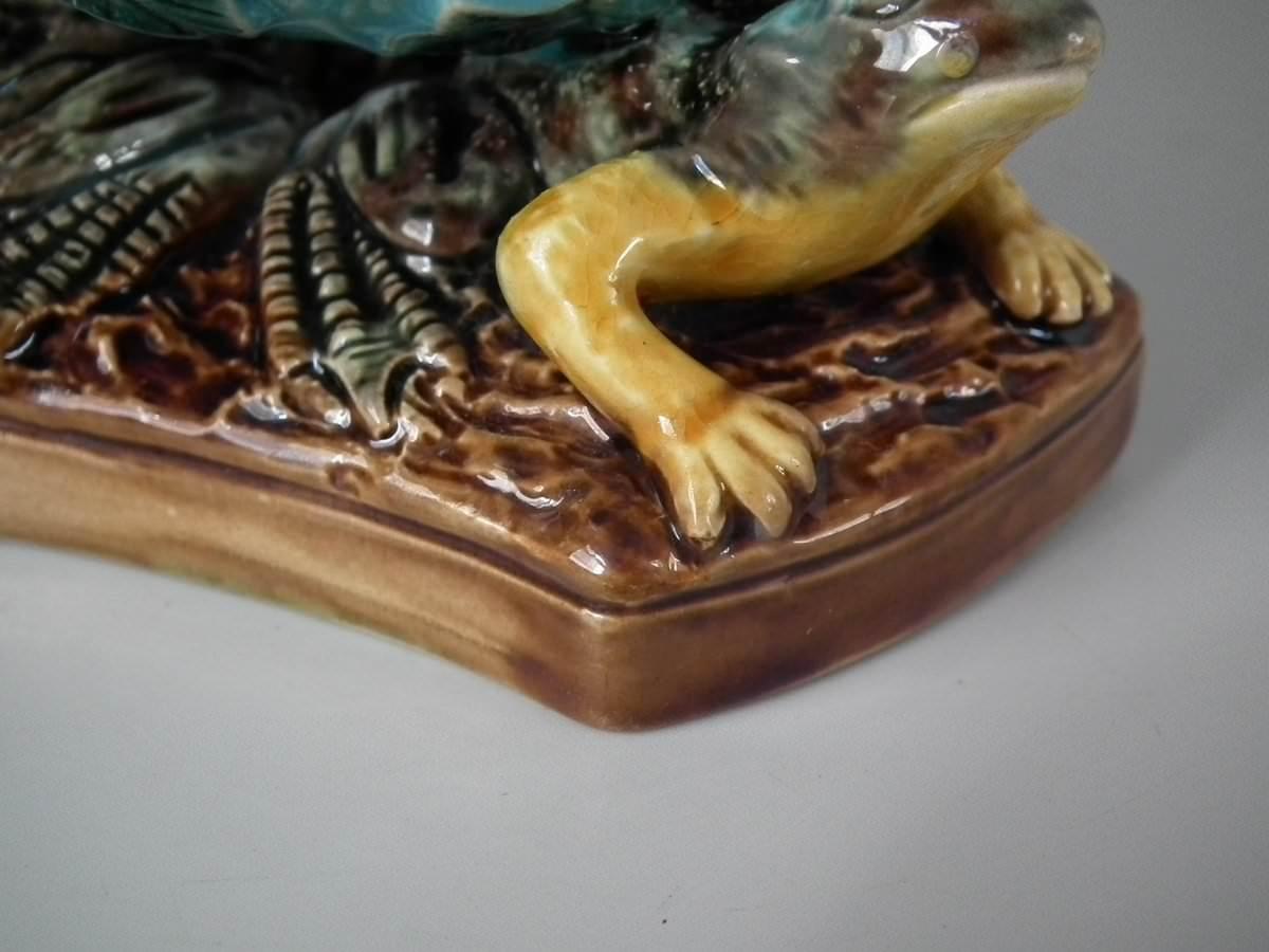 George Jones Majolica Frog and Insect Vase 4