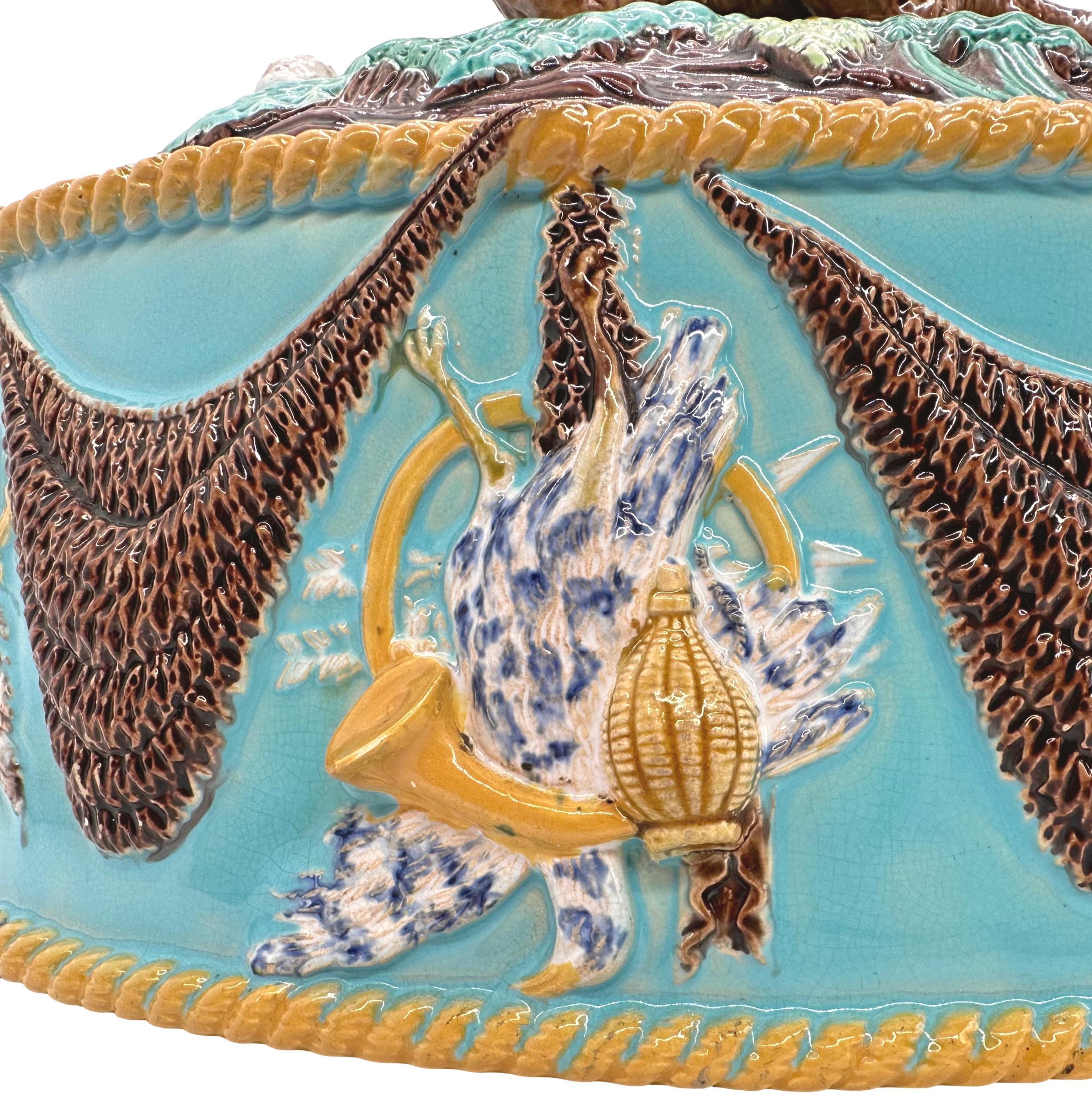 George Jones Majolica Game Tureen with Fox, Turquoise Ground, English, ca. 1870 For Sale 3