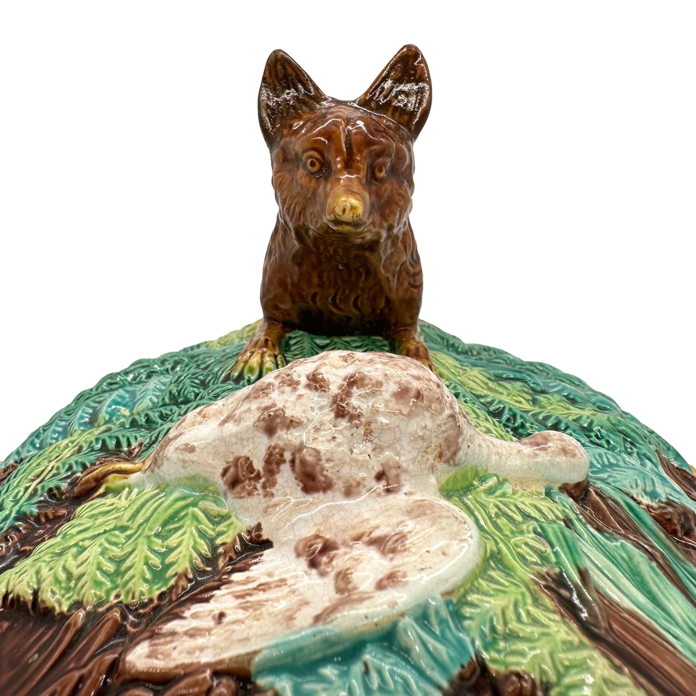 George Jones Majolica Game Tureen with Fox, Turquoise Ground, English, ca. 1870 For Sale 7