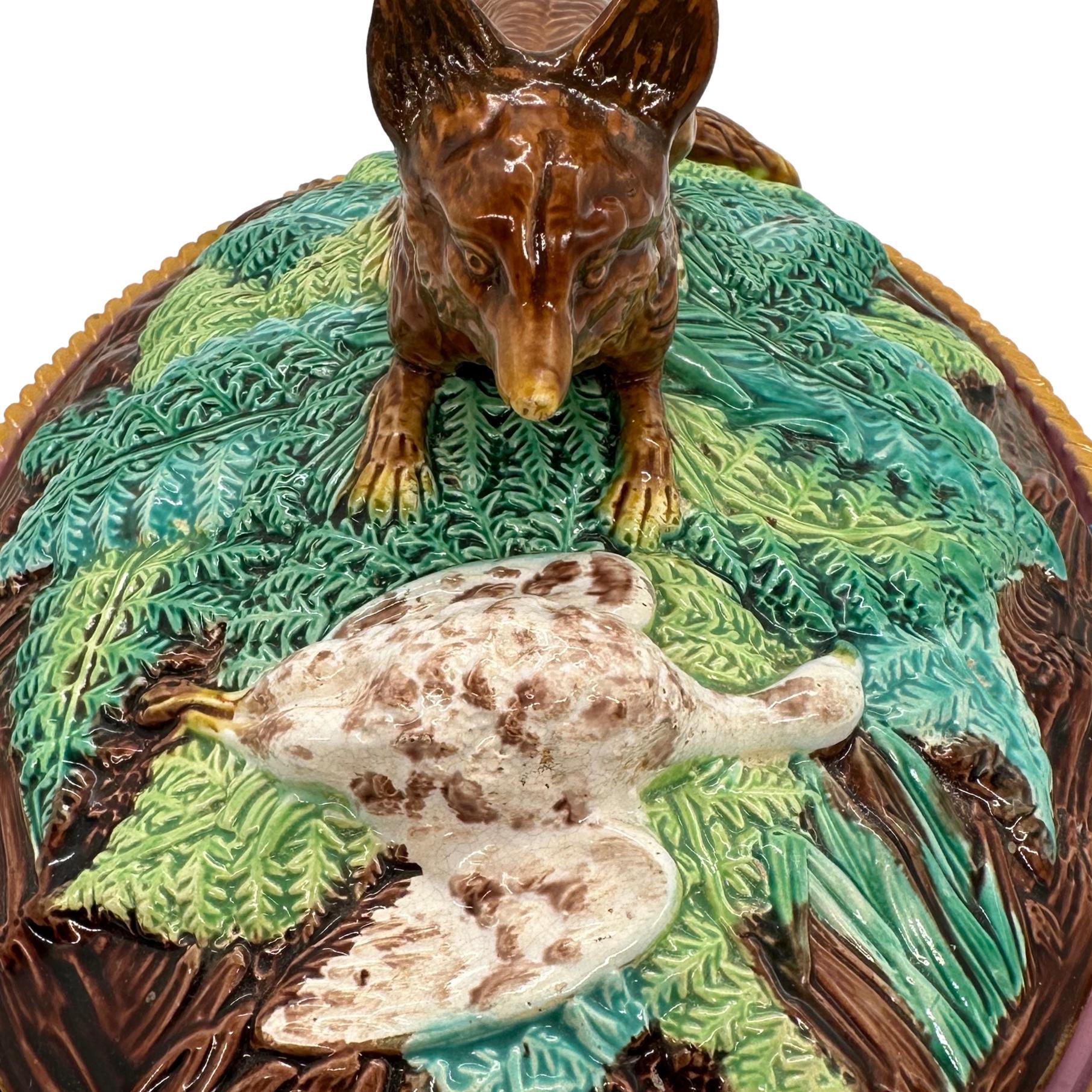 George Jones Majolica Game Tureen with Fox, Turquoise Ground, English, ca. 1870 8