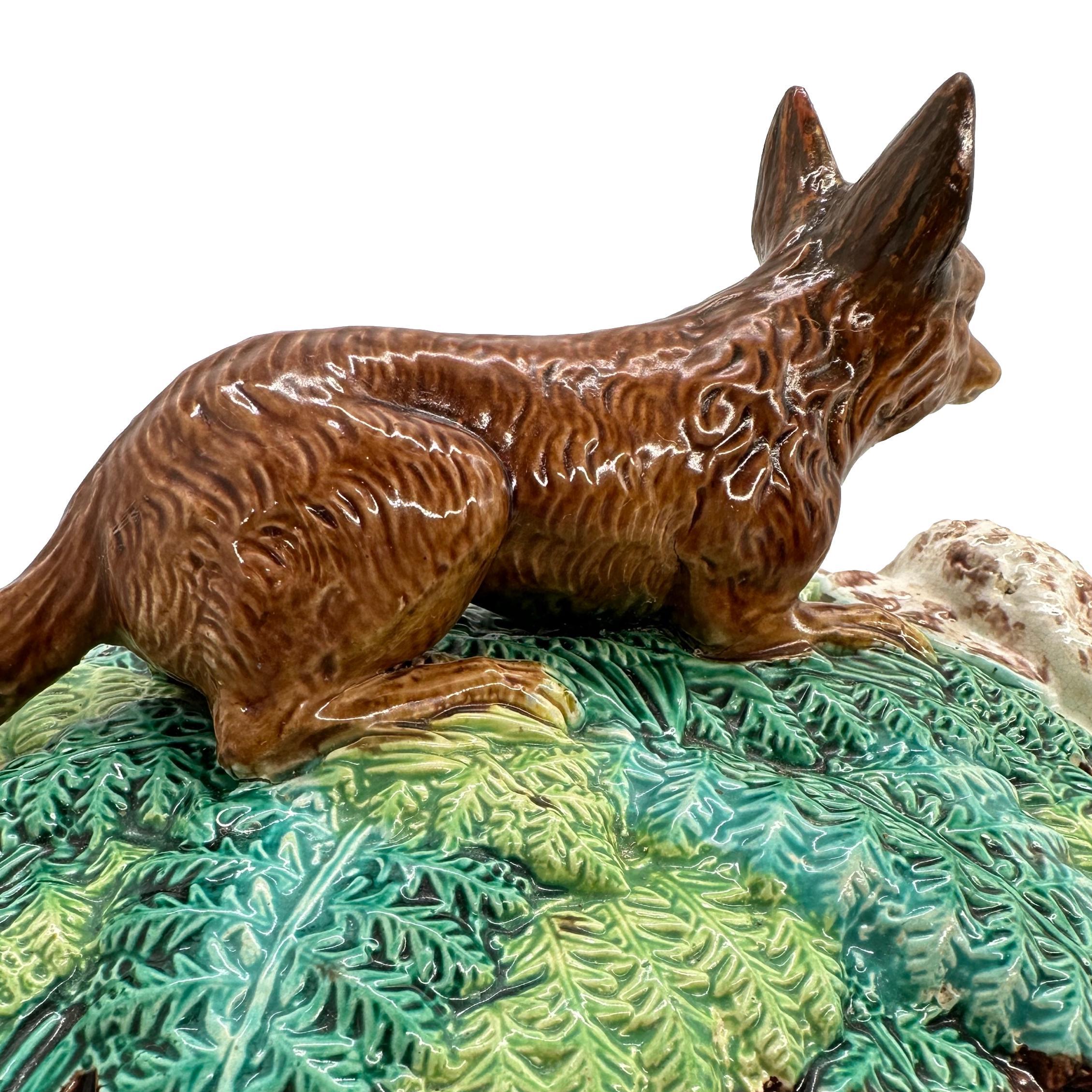 George Jones Majolica Game Tureen with Fox, Turquoise Ground, English, ca. 1870 For Sale 9